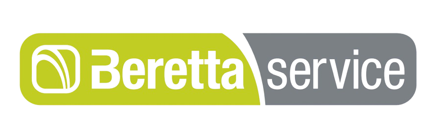 Beretta logo with green icon and gray text, plus slogan “Il clima di casa.”
