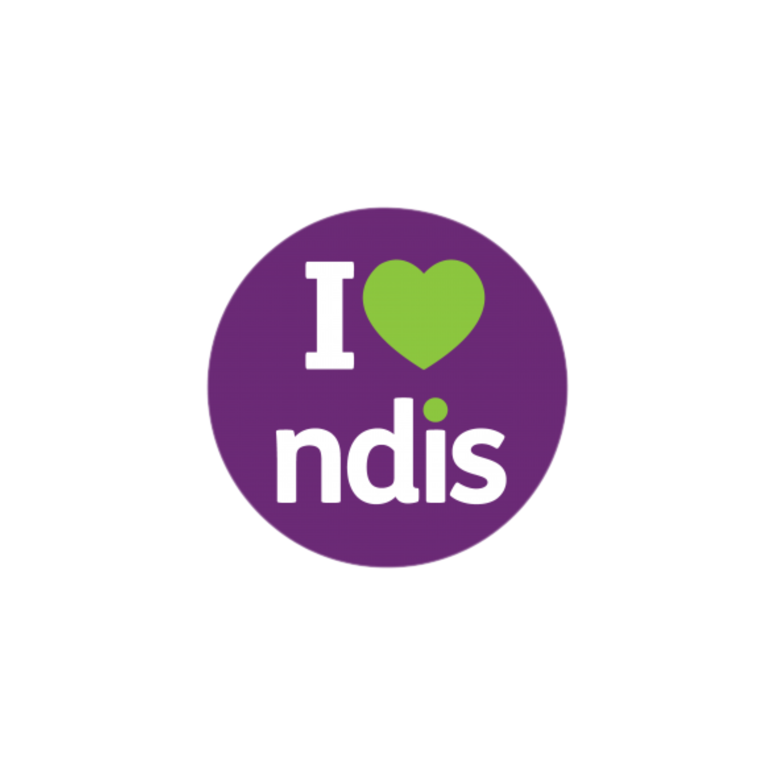 A purple button that says i love ndis