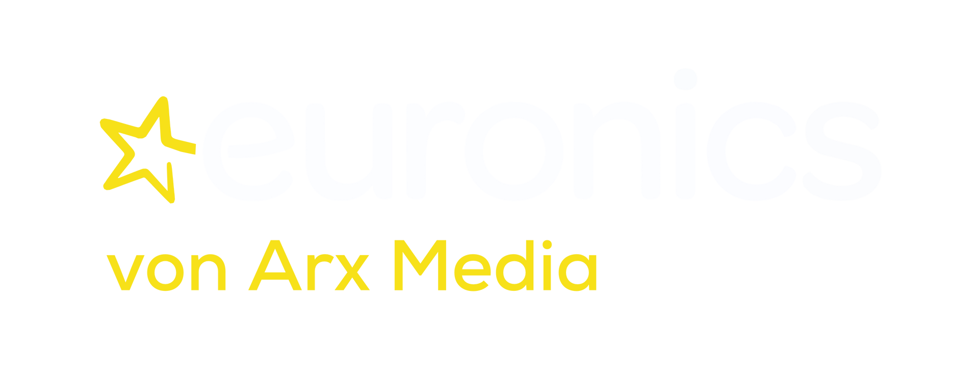 Gelbes „von Arx Media“-Logo mit einem Sternsymbol auf weißem Hintergrund