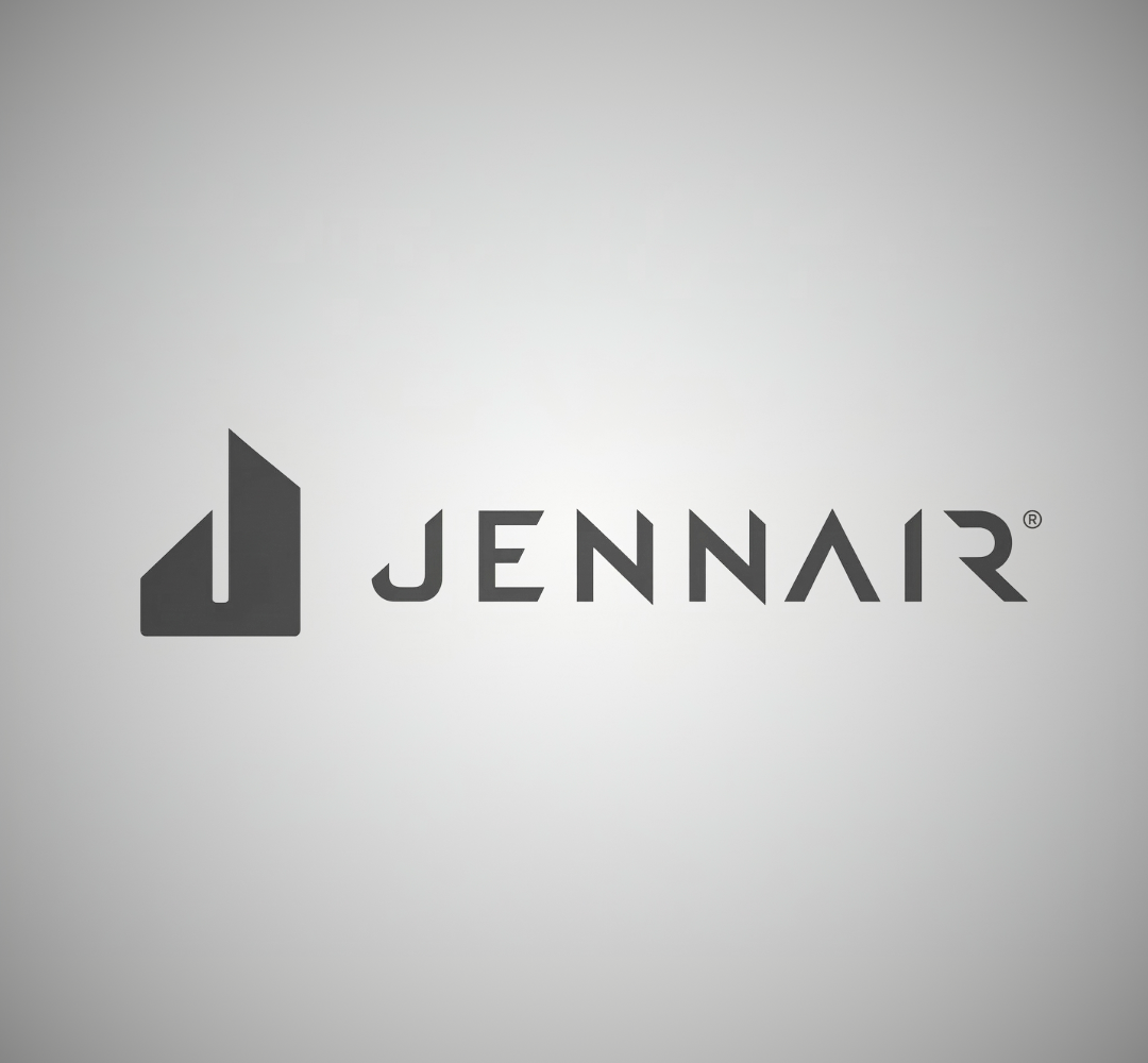 A dark gray JennAir logo featuring a stylized 'J' icon to the left of the text, set against a light gray background.