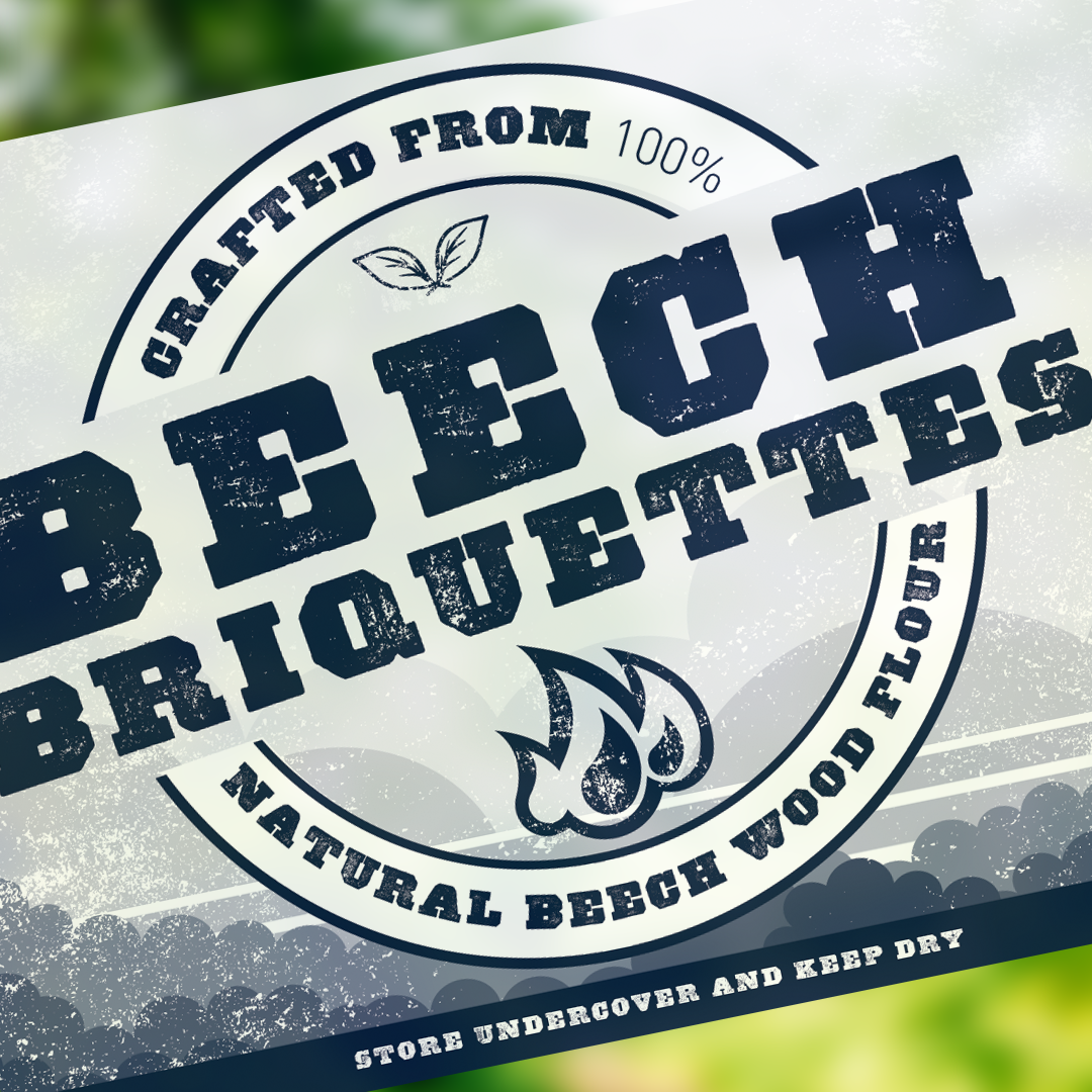 Logo for Beech briquettes with text