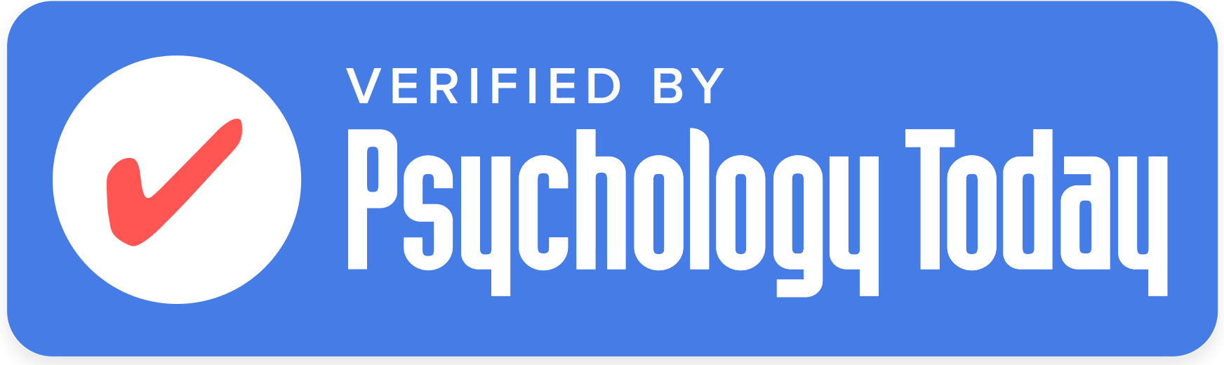 A blue button that says verified by psychology today