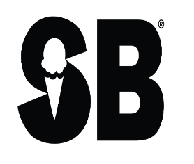 Black SB logo with an ice cream cone shape integrated into the S