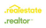 A yellow and green logo for real estate and realtor