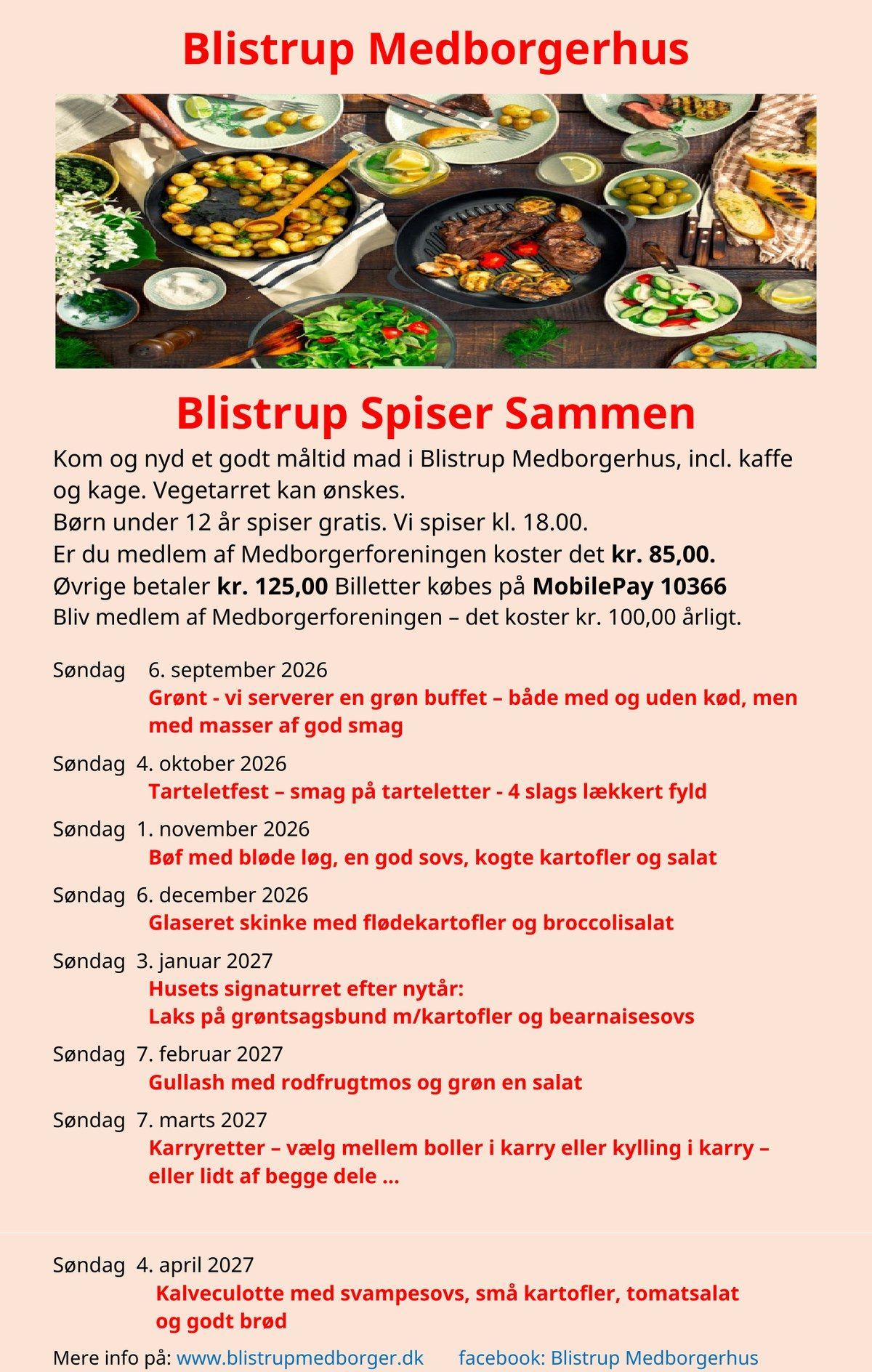 Årsprogram for Blistrup Spiser Sammen 2026-2027