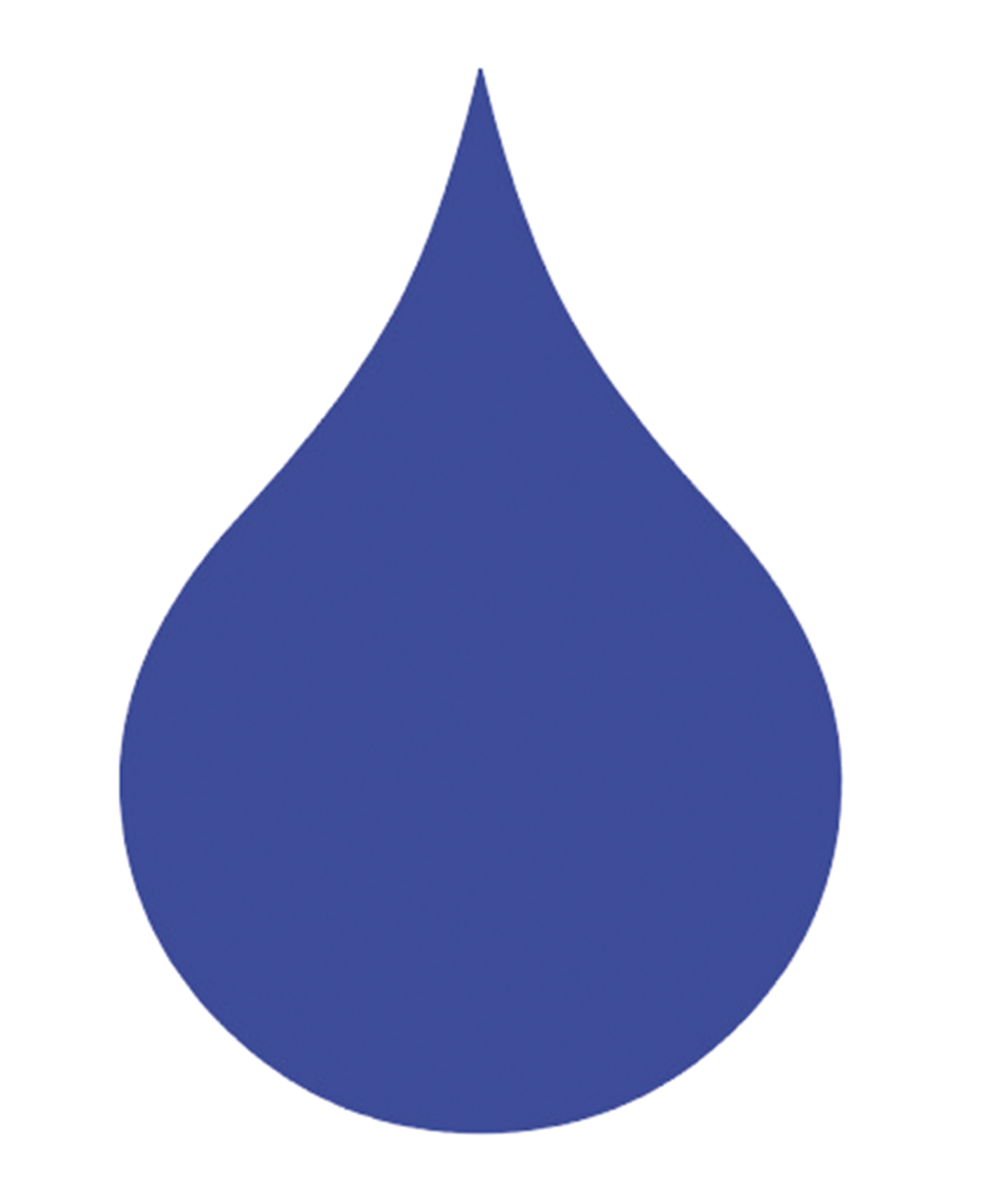 Blue teardrop-shaped icon on a white background