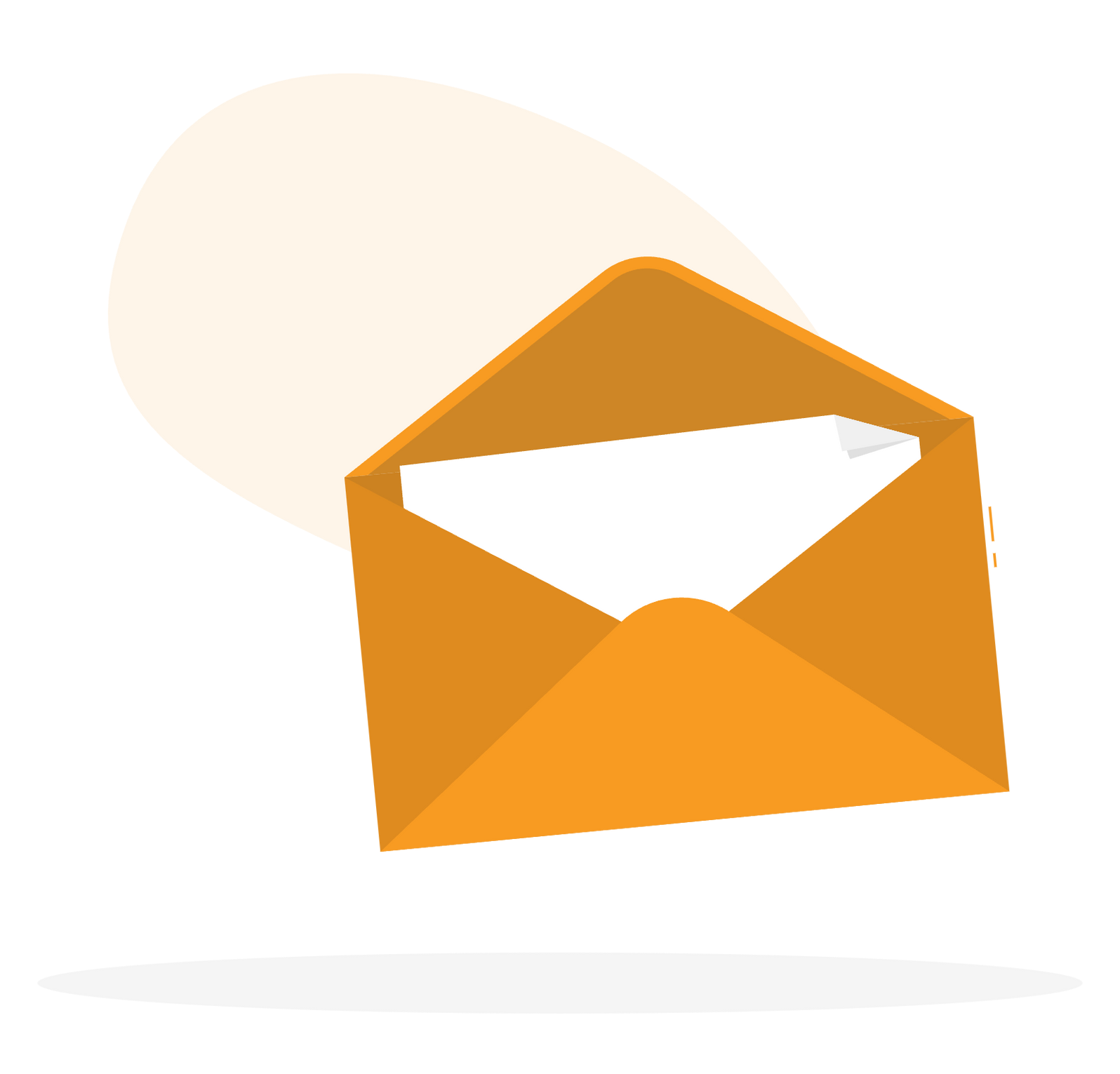 An orange envelope with a piece of paper in it.