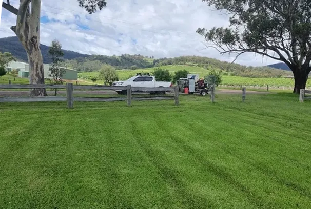 acreage mowing equipments in truck — Gardeners In Pokolbin, NSW