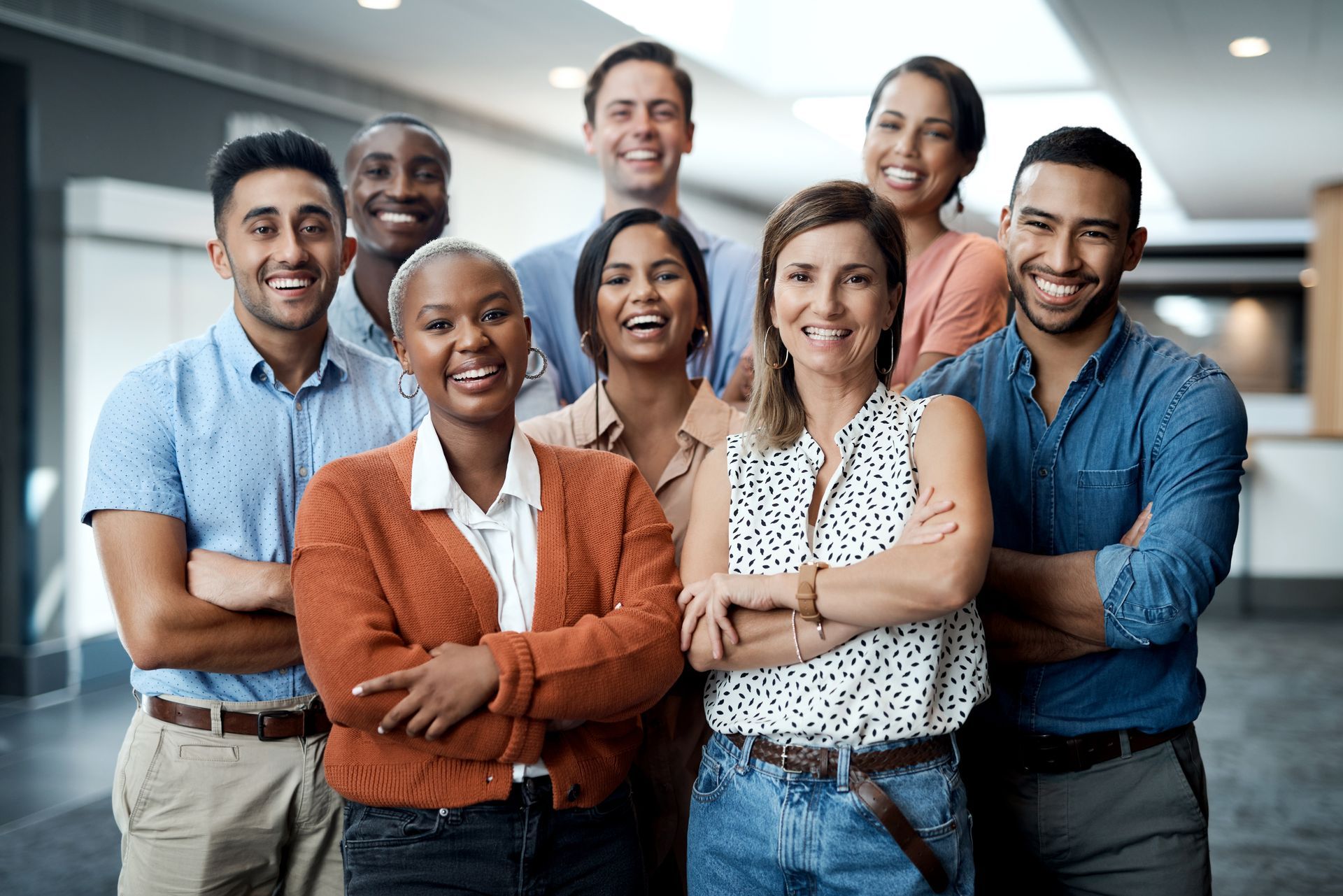 Group of diverse colleagues smiling