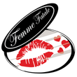 A femme fatale logo with a kiss on it