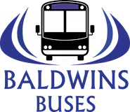 Baldwins Buses logo with a blue bus icon and curved blue lines over the company name