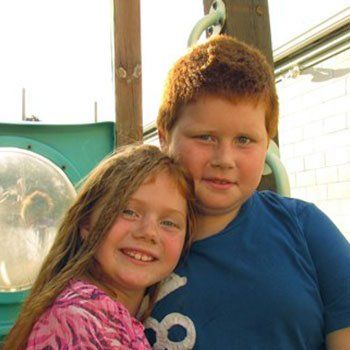 Boy and girl on a playground