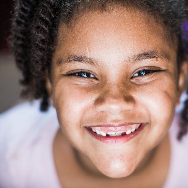 A girl smiling