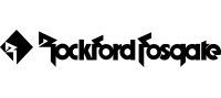 Logo de Rockford Fosgate : texte noir avec un symbole « RF » stylisé.