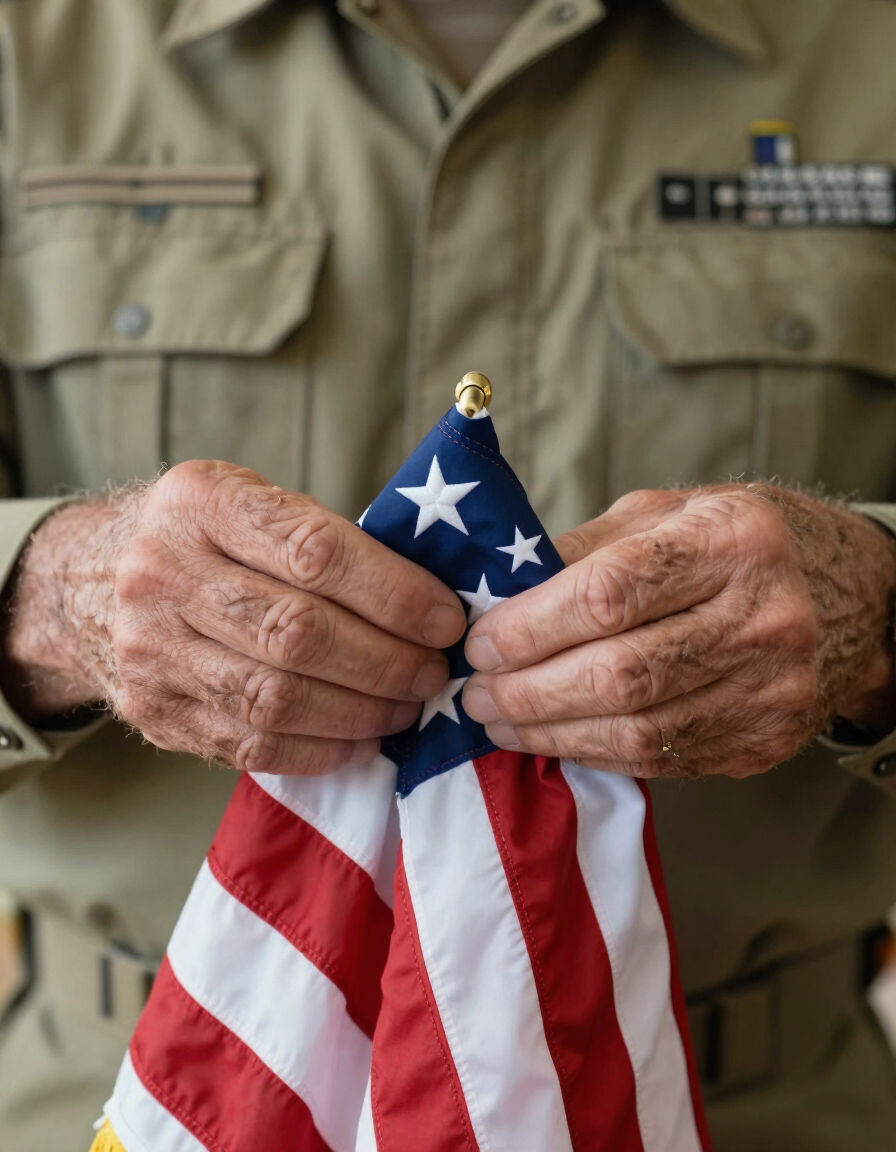 Scout folding flag in ceremonial thirteen-fold