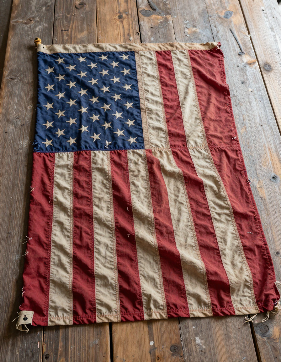 Worn American flag ready for retirement