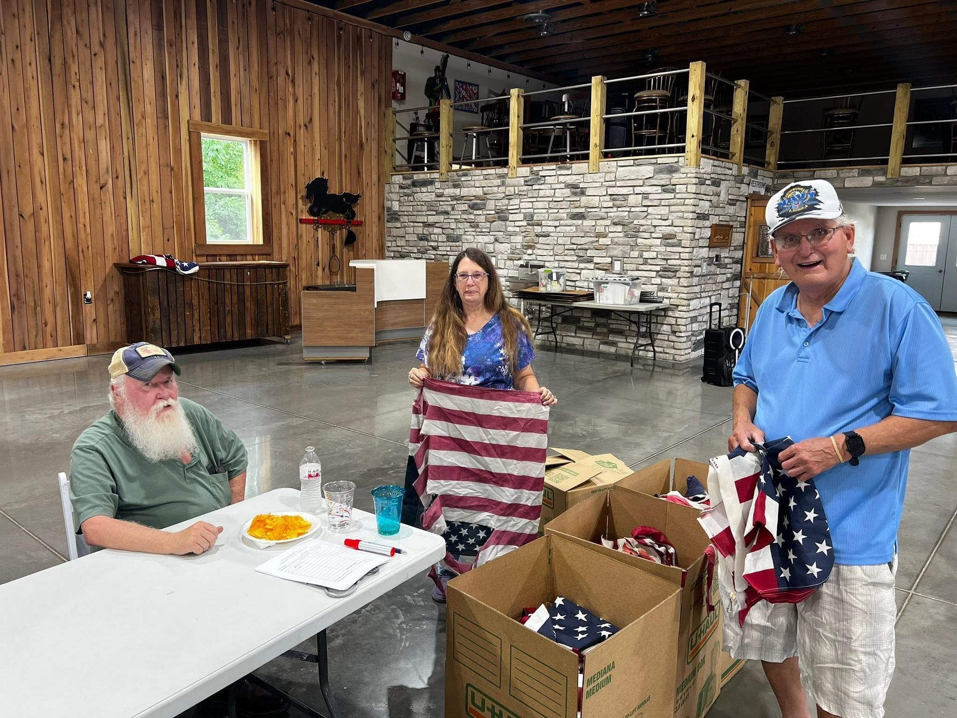 Volunteers setting up a ceremony site