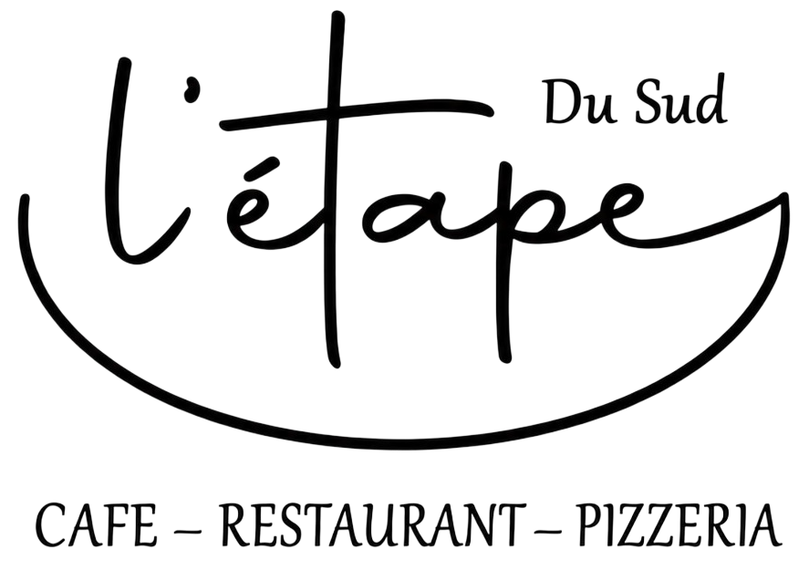 Du Sud L&rsquo;&eacute;tape caf&eacute;-restaurant-pizzeria logo in black script on white background