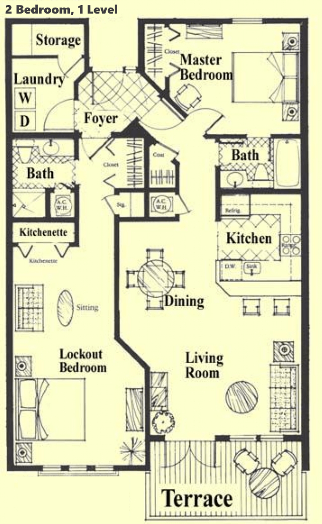 A black and white floor plan of a 2 bedroom apartment