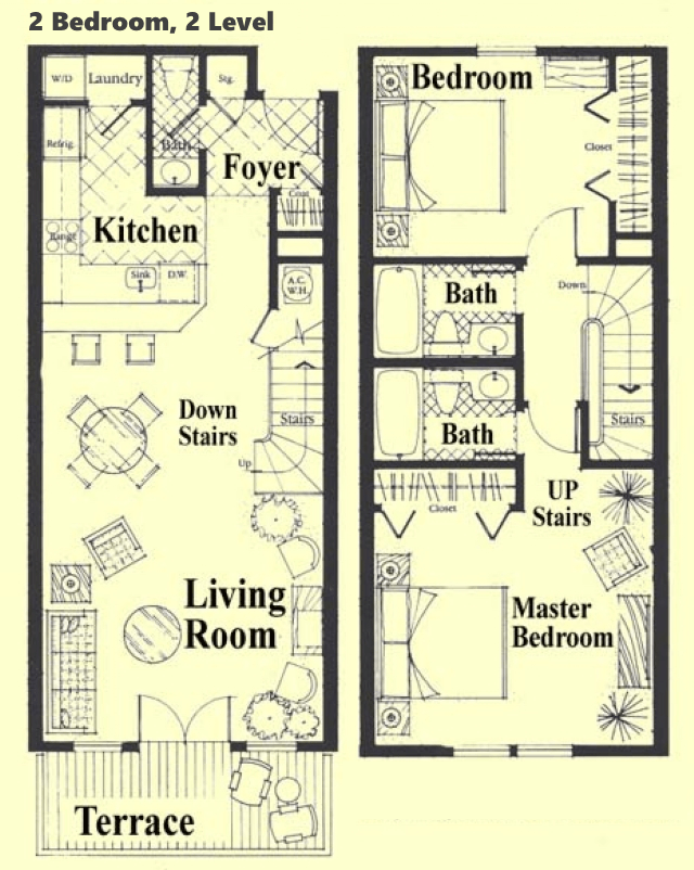 A black and white floor plan of a 2 bedroom apartment