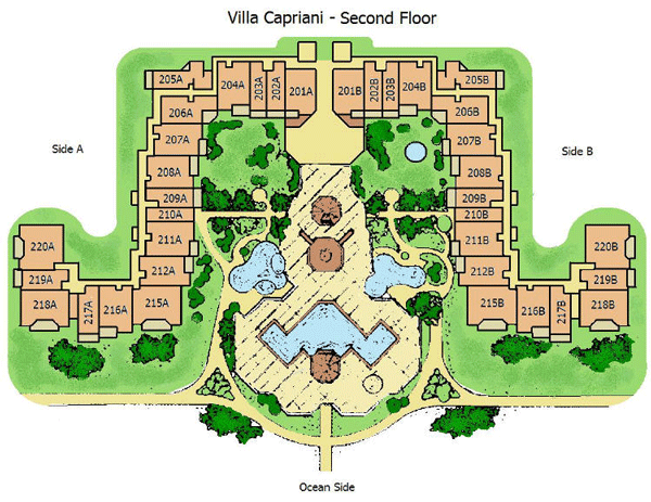 A floor plan of a villa capriani second floor