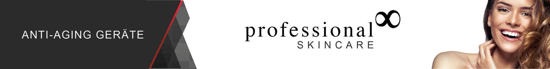 Eine Frau lächelt vor einem professionellen Hautpflege-Logo