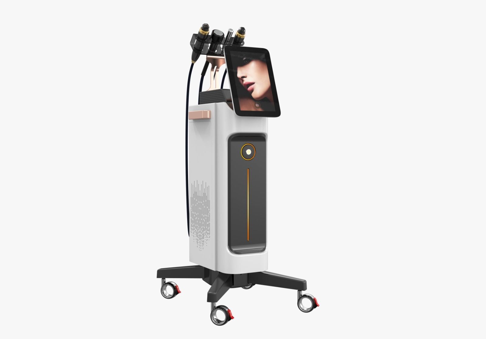 Eine Maschine mit dem Bild einer Frau auf dem Bildschirm.