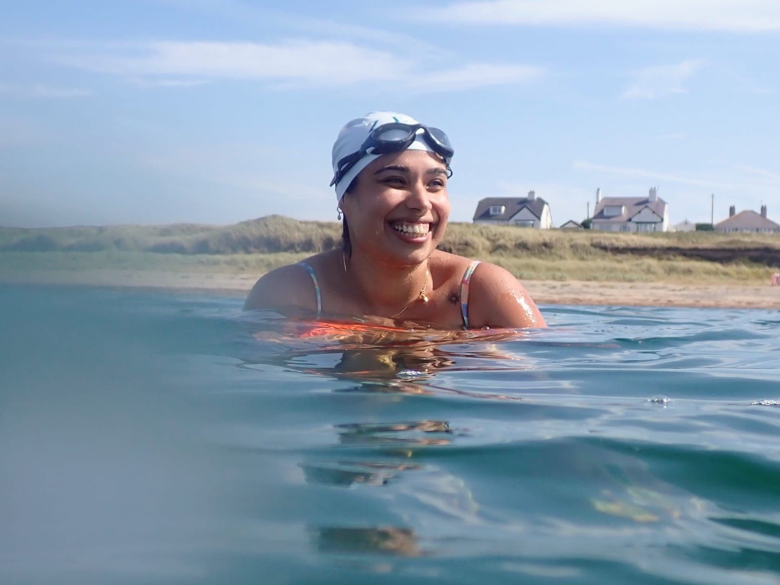 woman swimming in sea