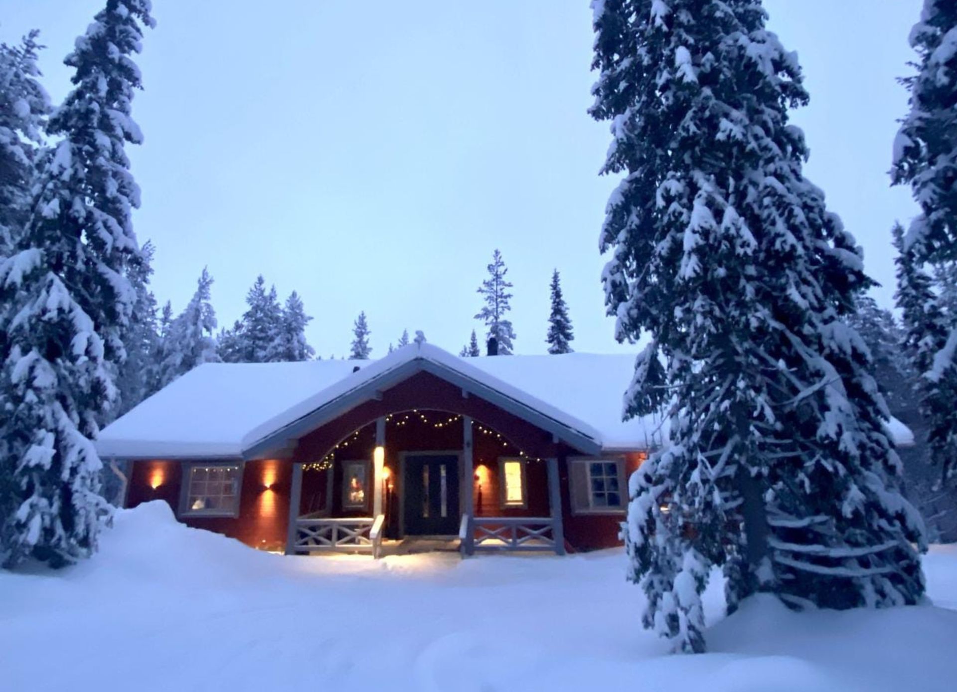 Cabin in deep snow Finland