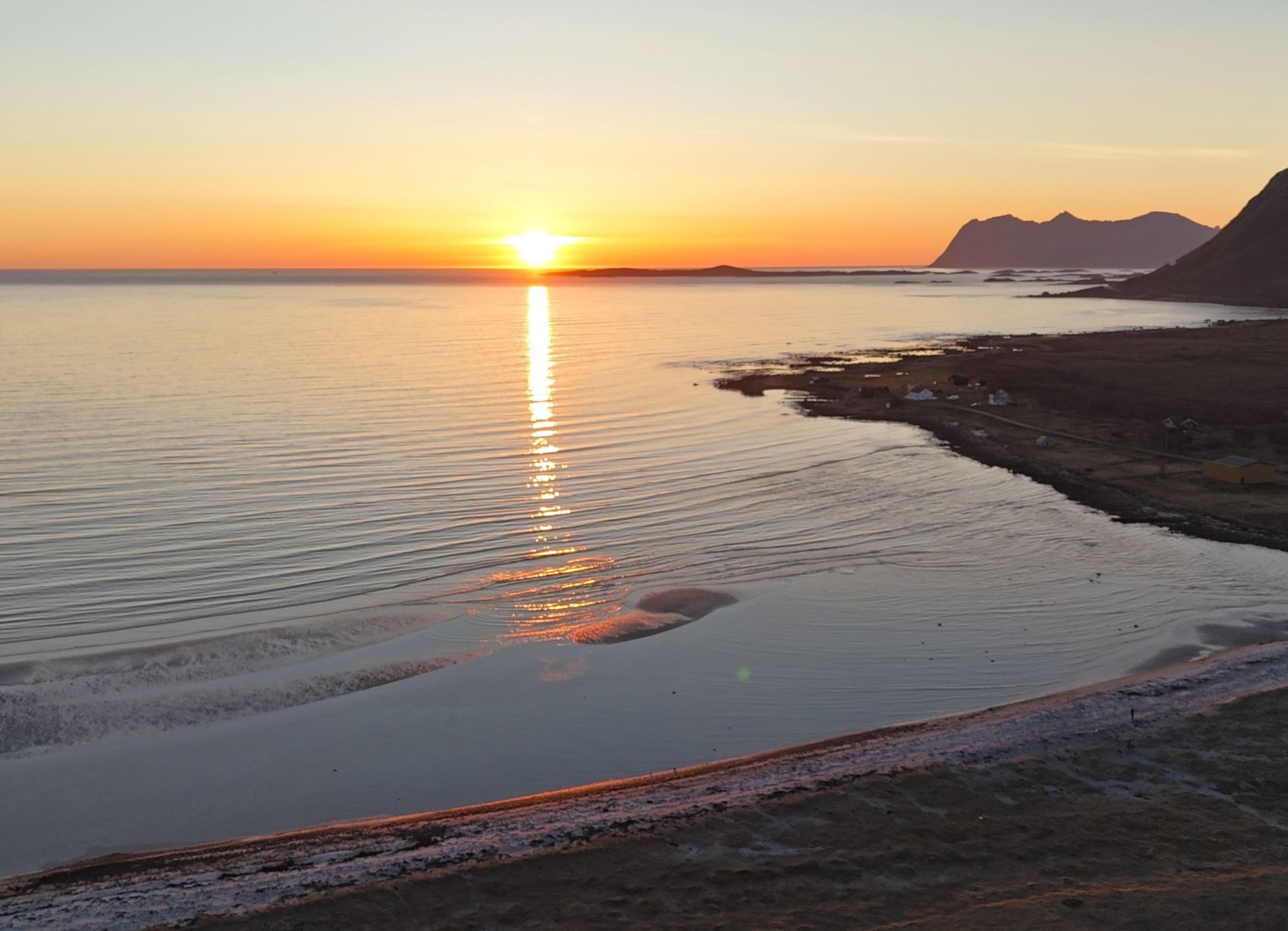 White sand beach in the late evening sun, northern Norway