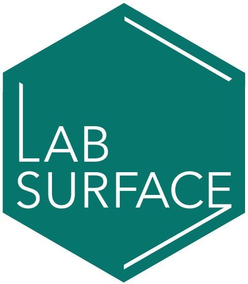 Teal hexagon logo with white “LAB SURFACE” text and diagonal white lines
