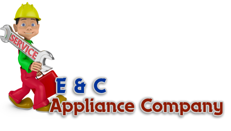 Cartoon mechanic holding a wrench next to “E & C Appliance Company” logo