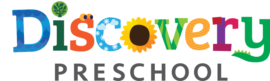 The logo for discovery preschool is colorful and has a sunflower on it.