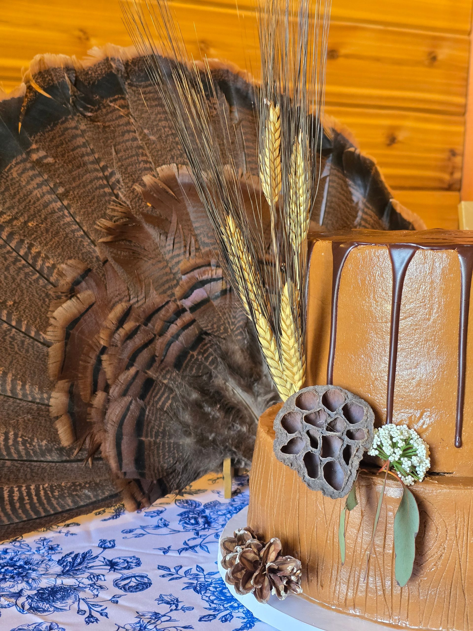 groom's cake with turkey feathers