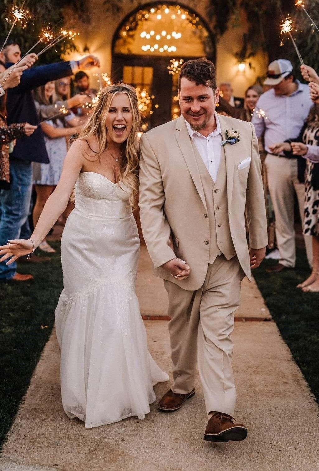 bride and groom sparkler exit