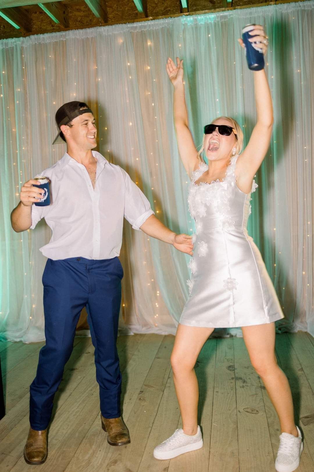 bride and groom dancing at reception