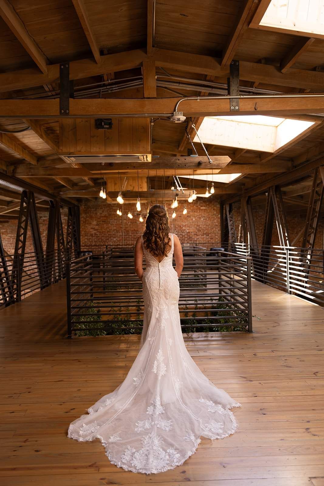 bridal portrait of bride's train