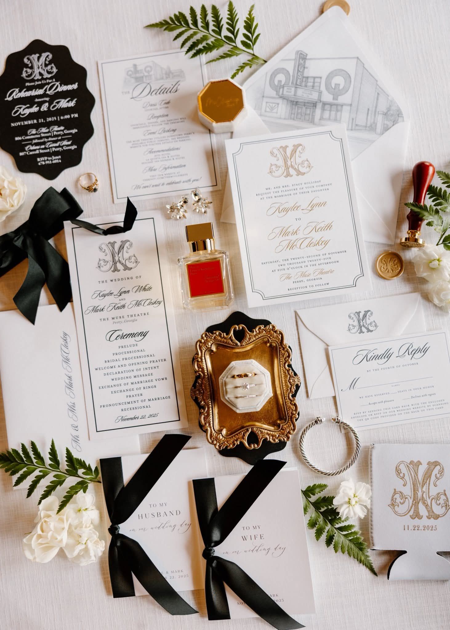 wedding flat lay detail shot
