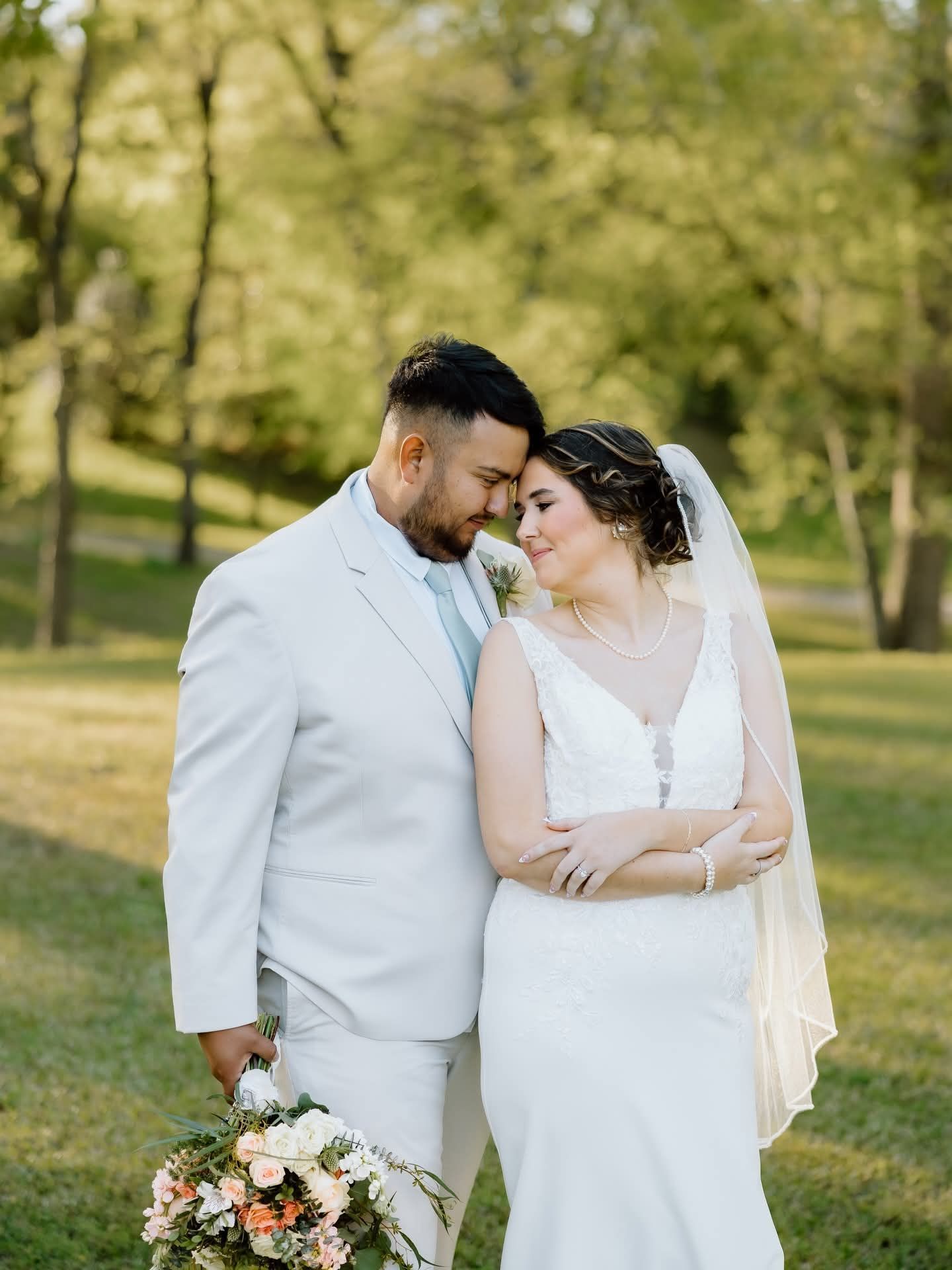 portrait of outdoor bride and groom