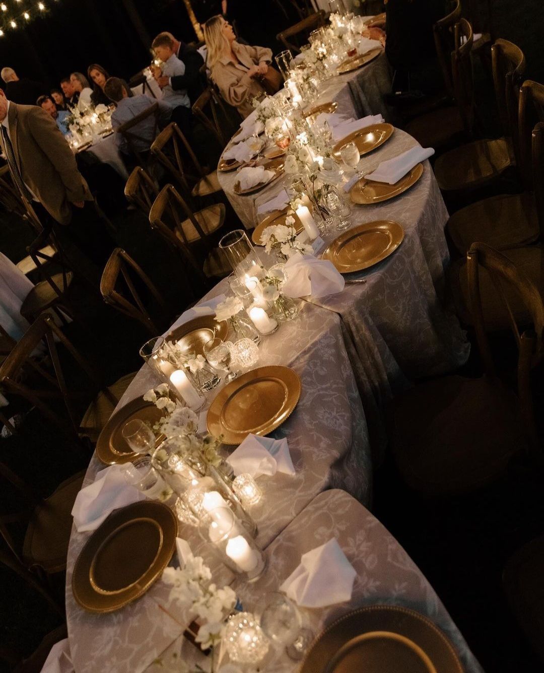 long curving wedding reception table