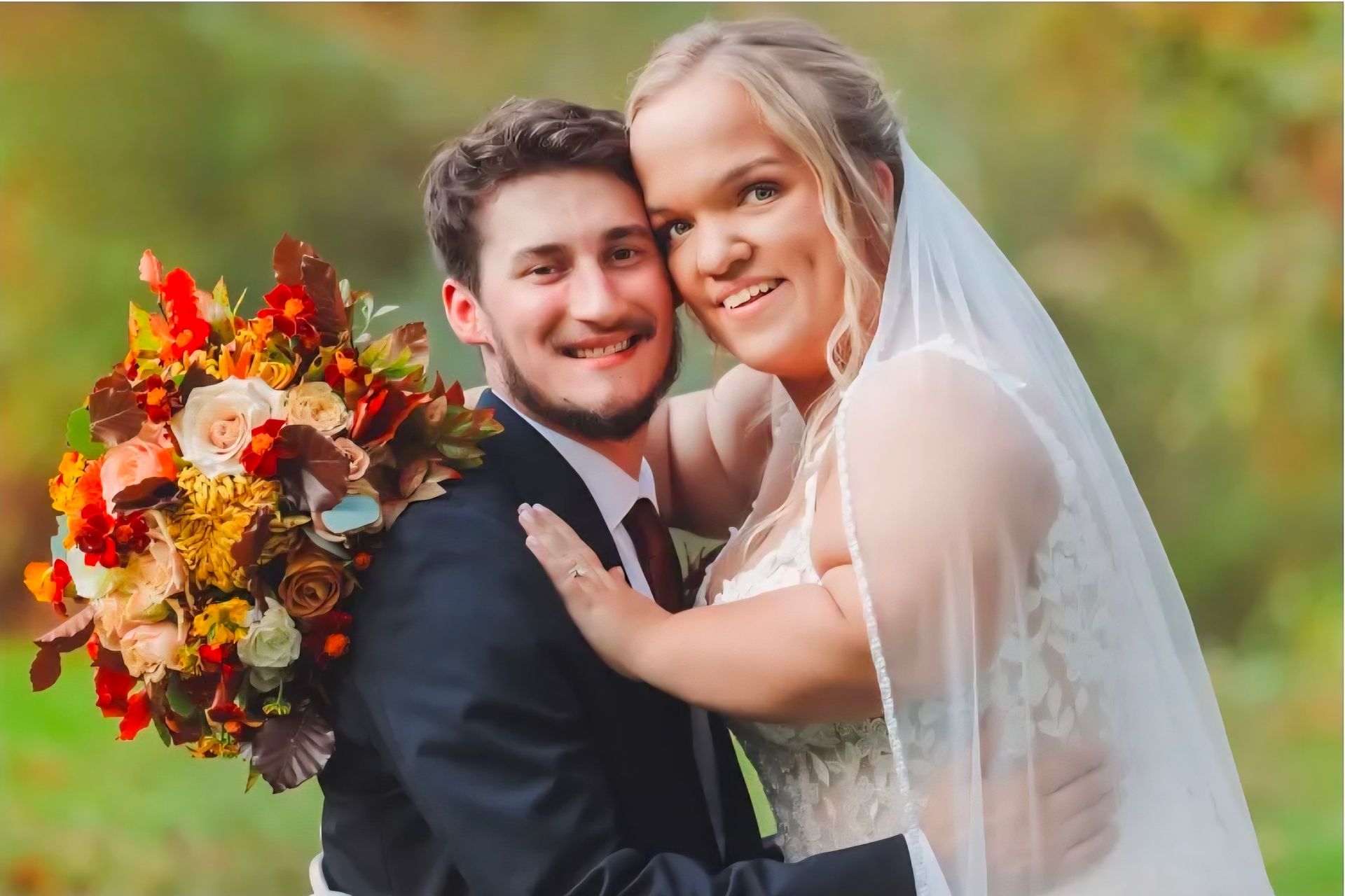 bride and groom embracing