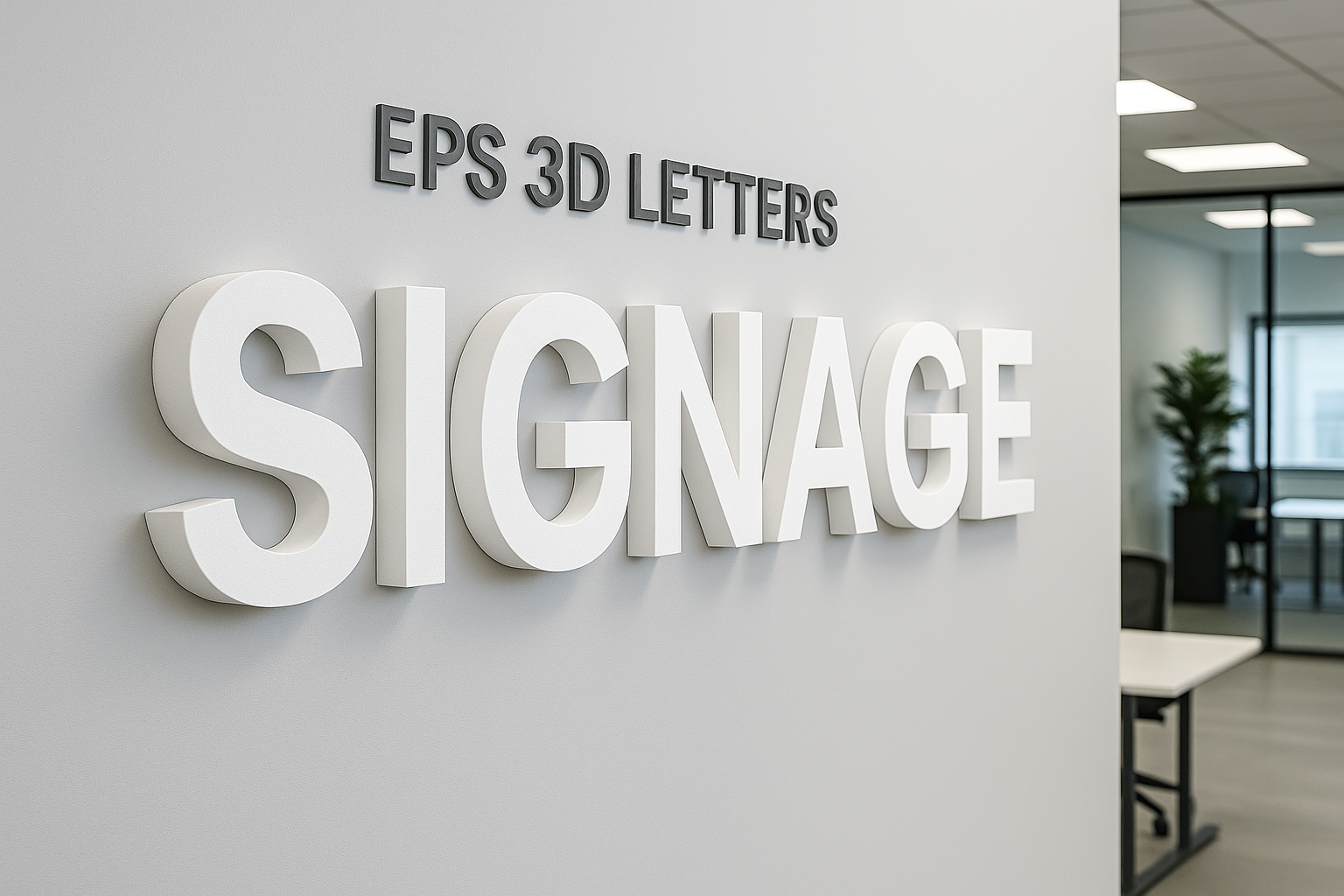 EPS 3D letters op een binnenwand in kantooromgeving