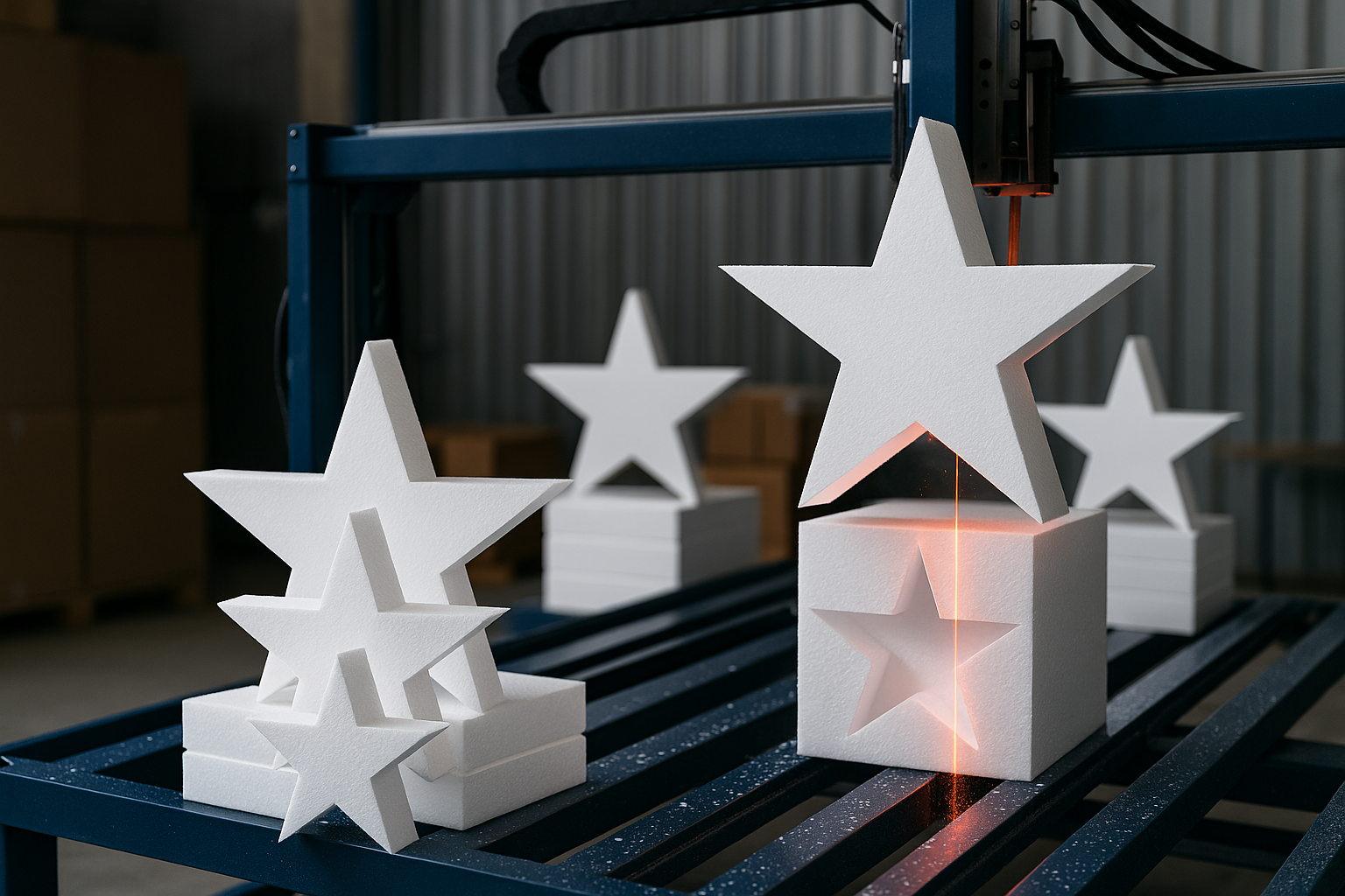 Kerst sterren van piepschuim: perfect gesneden met CNC-techniek