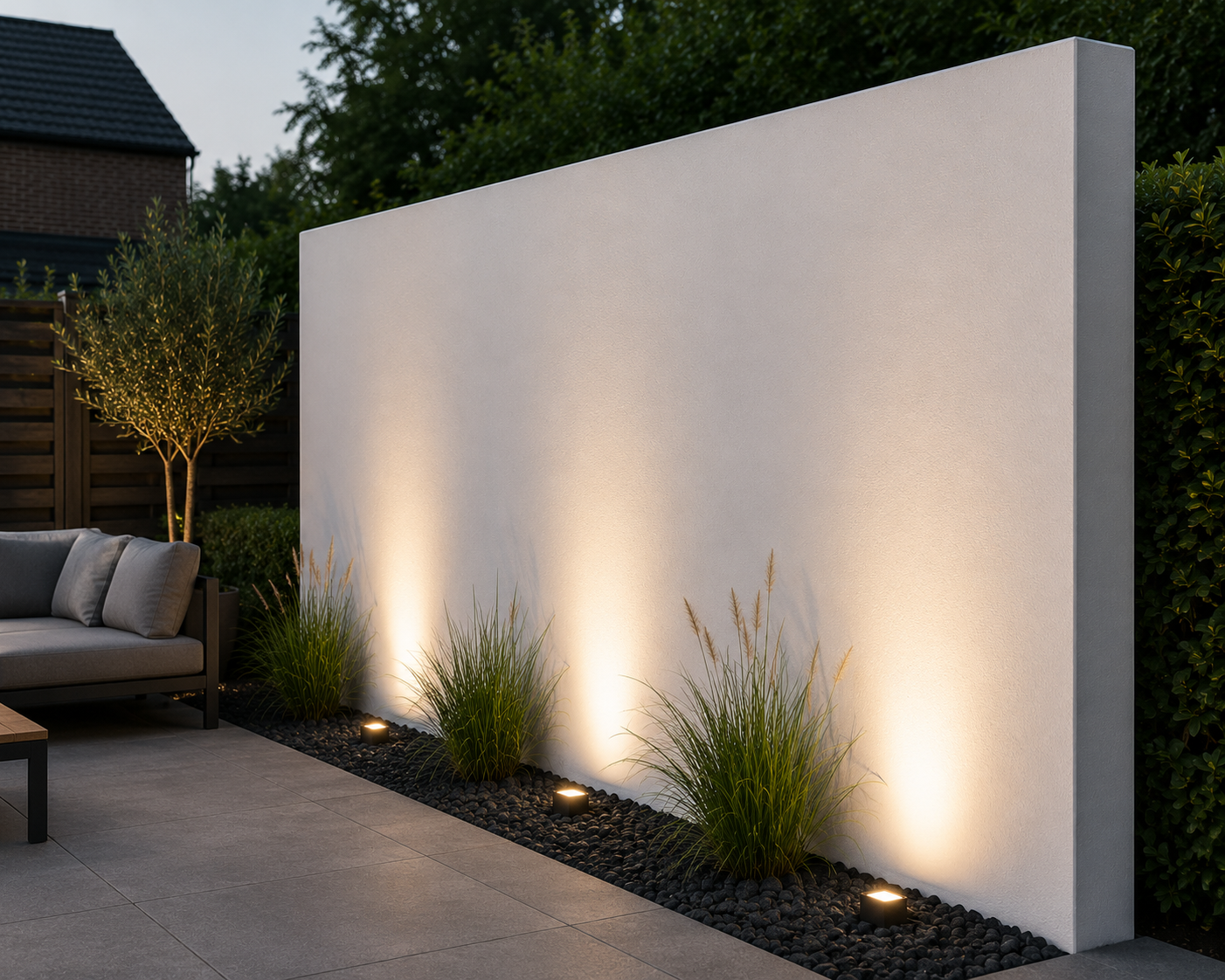 Polyester tuinwand als privacywand