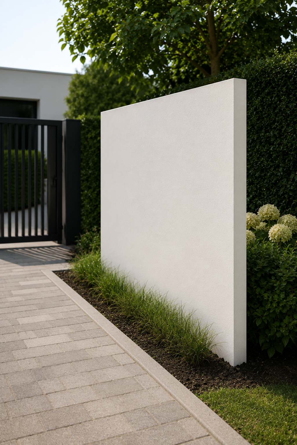 Polyester tuinwand bij entree of oprit