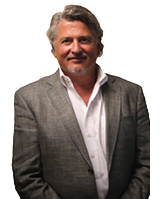 A man in a suit and white shirt is standing in front of a white background