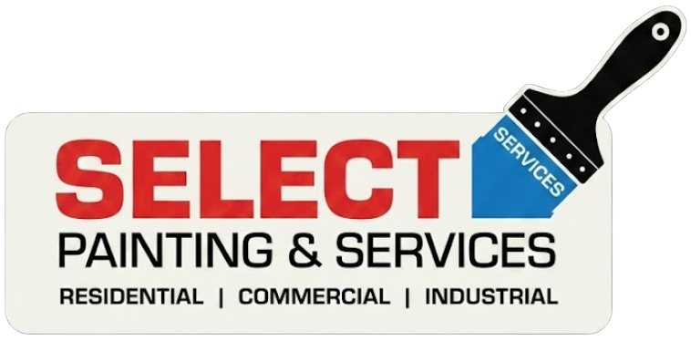 Select Painting & Services logo with red and black text and a paintbrush icon labeled &ldquo;services.&rdquo;