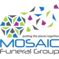 The logo for the mosaic funeral group is colorful and says putting the pieces together.