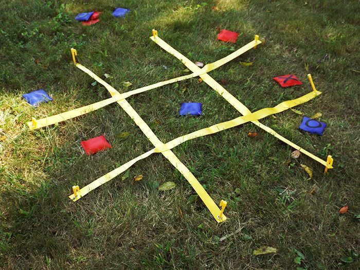 Lawn Tic-Tac-Toe game in progress.
