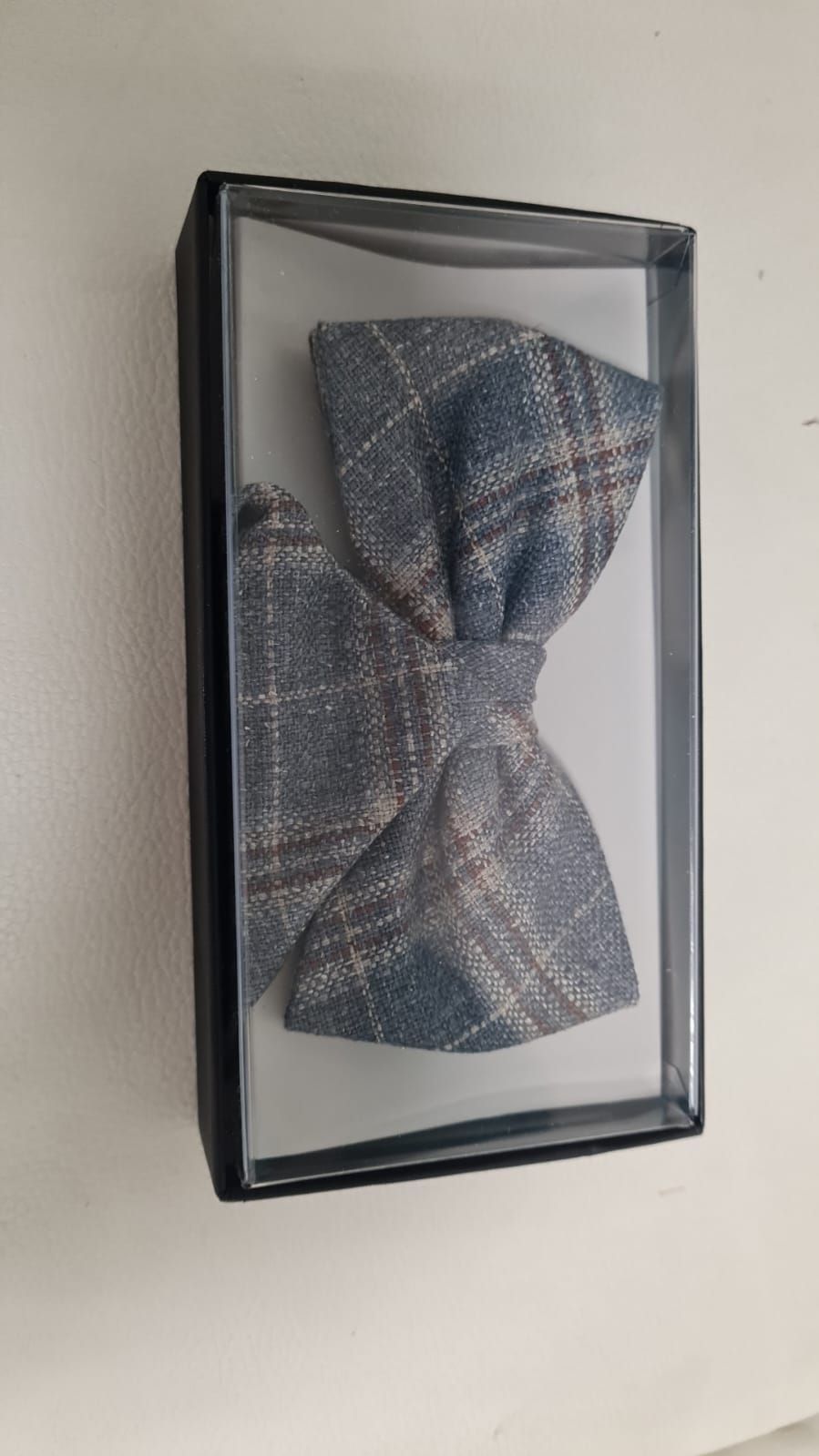 Eine Fliege liegt in einer Schachtel auf einem Tisch.